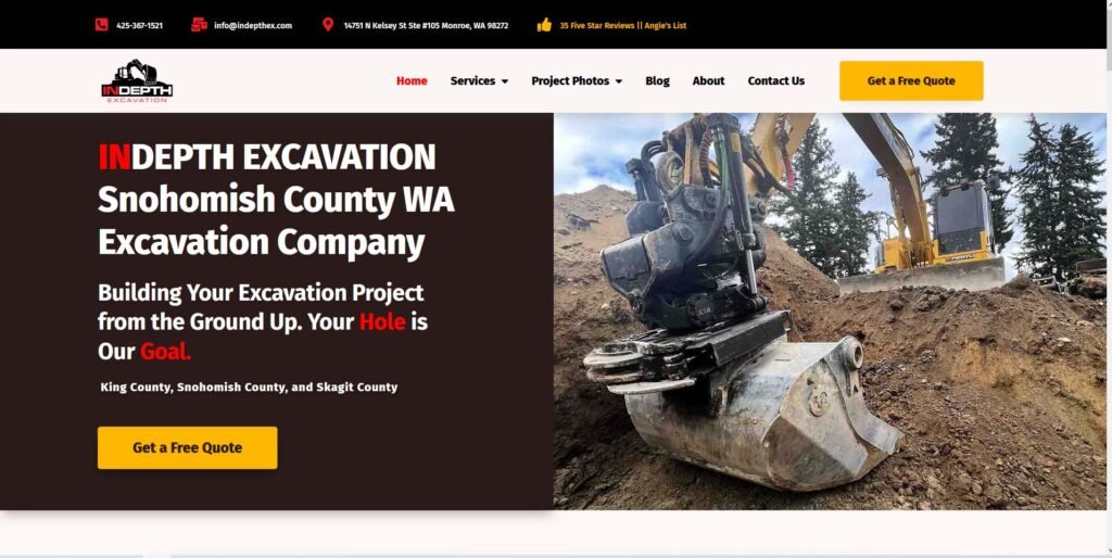 Indepth Excavation Snohomish County, WA Excavation company Website